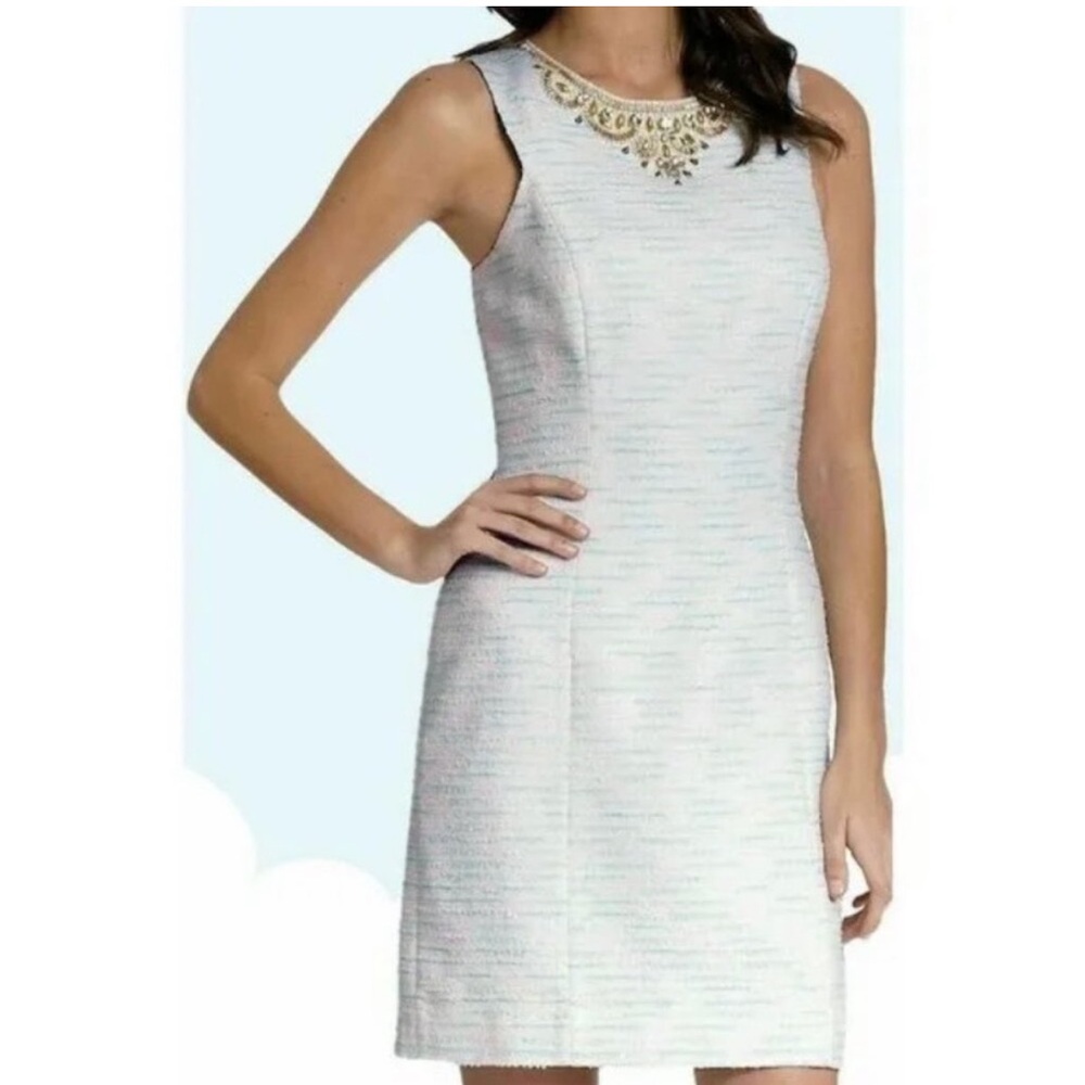 Lilly Pulitzer Charlton Crystal Water Pretty Lurex Boucle Bejeweled Dress